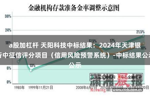 a股加杠杆 天阳科技中标结果：2024年天津银行中征信评分项目（信用风险预警系统）-中标结果公示